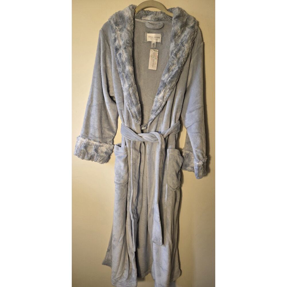 New Carole Hochman Plush Wrap Robe Powder Blue Size L Cozy Comfy